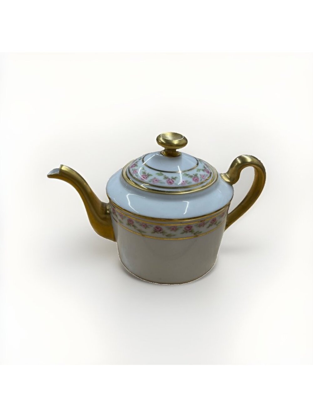 Antique Limoges W.G. & Co William Guerin Teapot Pink Roses Gold Trim France
